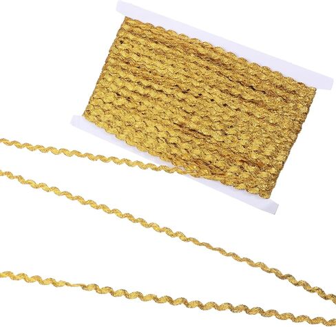 54.6Yds Gold Trim for Sewing 0.2" Gold Lace Trim Rick Rack Wave Bending Fringe Trims Golds Wavy Bendings Ribbon Lace Fringes Zig Zag Trims for Gift Wrapping Sewing Clothes Home Party Decoration in Kuwait