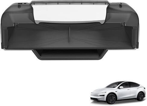 صندوق تعليق LUCKEASY أسفل الشاشة لطراز Tesla Y Juniper Standard/Premium/Performance & Model 3 Highland 2025 2026 تحت الشاشة، صينية تخزين مخفية لوحدة التحكم المركزية، صينية تنظيم ABS + وسادة PVC باللون الأسود in Kuwait