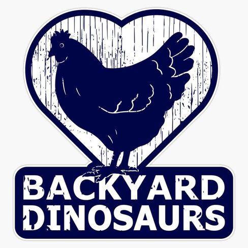 Backyard Dinosaurs Chicken Hen Rooster Heart Farm Animal Poultry Lover Rustic Blue White Design 5" Magnetic Bumper Sticker in Saudi Arabia