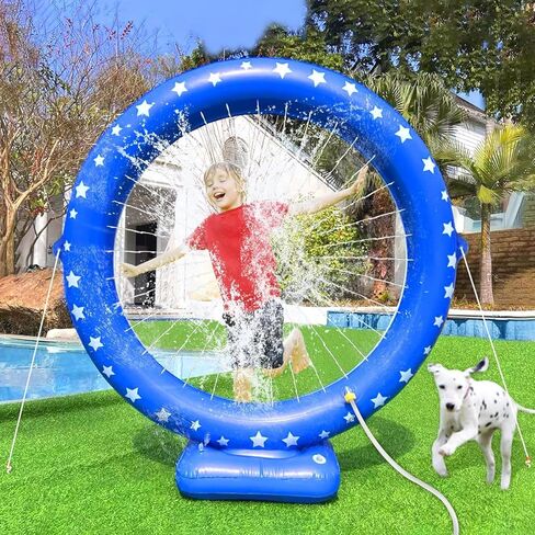 iGeeKid Sprinkler for Kids, Inflatable Water Sprinkler Circular Ring Spray Toy Outdoor Water Toys for Kids Summer Outdoor Backyard Yard Lawn Garden, Water Party Supplies Outside Games Activities in Kuwait