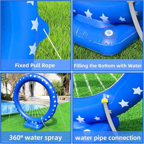 iGeeKid Sprinkler for Kids, Inflatable Water Sprinkler Circular Ring Spray Toy Outdoor Water Toys for Kids Summer Outdoor Backyard Yard Lawn Garden, Water Party Supplies Outside Games Activities in Kuwait