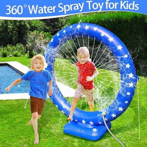 iGeeKid Sprinkler for Kids, Inflatable Water Sprinkler Circular Ring Spray Toy Outdoor Water Toys for Kids Summer Outdoor Backyard Yard Lawn Garden, Water Party Supplies Outside Games Activities in Kuwait