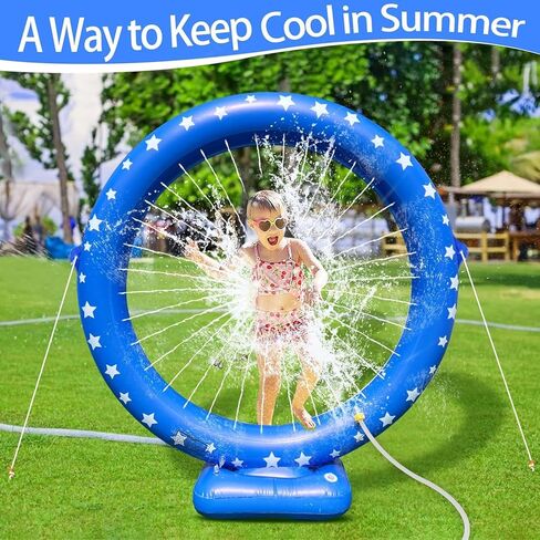 iGeeKid Sprinkler for Kids, Inflatable Water Sprinkler Circular Ring Spray Toy Outdoor Water Toys for Kids Summer Outdoor Backyard Yard Lawn Garden, Water Party Supplies Outside Games Activities in Kuwait