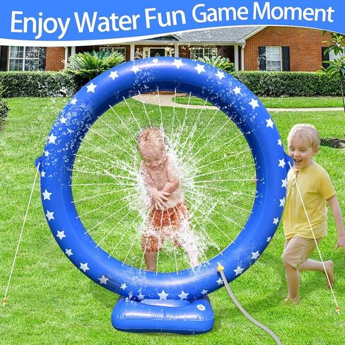 iGeeKid Sprinkler for Kids, Inflatable Water Sprinkler Circular Ring Spray Toy Outdoor Water Toys for Kids Summer Outdoor Backyard Yard Lawn Garden, Water Party Supplies Outside Games Activities in Kuwait