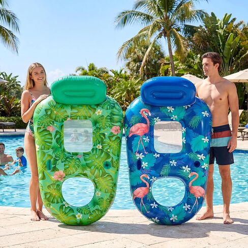 FindUWill Inflatable Pool Float Lounger Adult-2 Pack 65" x 42" Pool Floats Chairs, Inflatable Pool Float Lounge Raft with Cup Holder, Backrest for Summer Beach Lake in Saudi Arabia