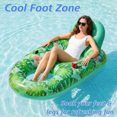 FindUWill Inflatable Pool Float Lounger Adult-2 Pack 65" x 42" Pool Floats Chairs, Inflatable Pool Float Lounge Raft with Cup Holder, Backrest for Summer Beach Lake in Saudi Arabia