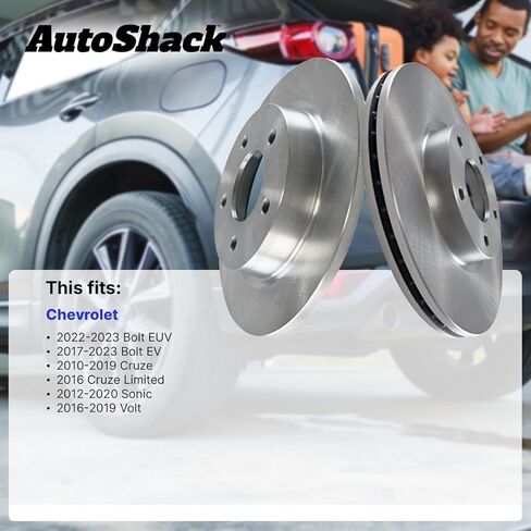 دوارات الفرامل الأمامية AutoShack لسيارة شيفروليه، كروز 2011-2019 سونيك 2012-2020 بولت EV 2017-2023 كروز المحدودة 2016 بولت EUV 2022-2023 فولت 2016-2019، FWD L4 1.4L 1.5L 1.6L 1.8L - 10.87" (276 ملم)، 5 العروات in Kuwait