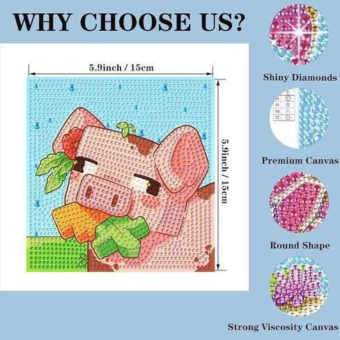 CraftyTime 6 Pack 5D Diamond Painting Kits for Kids Beginners,Cute Game-Themed DIY Diamond Art Kit for Kids,Full Round Drill Big Gem Art for Kid,Home Wall Decoration 6X6 inch in Saudi Arabia