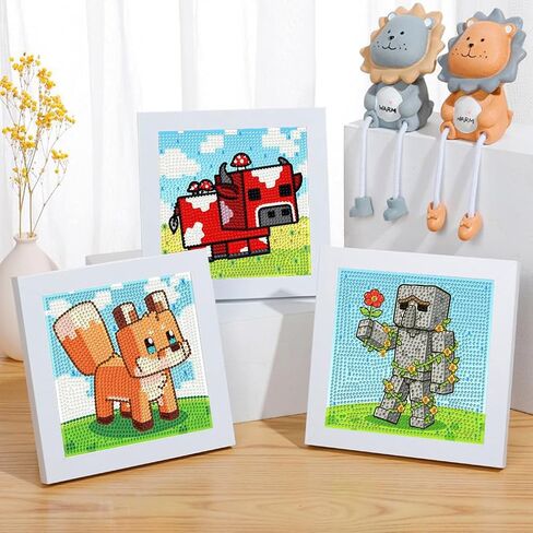 CraftyTime 6 Pack 5D Diamond Painting Kits for Kids Beginners,Cute Game-Themed DIY Diamond Art Kit for Kids,Full Round Drill Big Gem Art for Kid,Home Wall Decoration 6X6 inch in Saudi Arabia