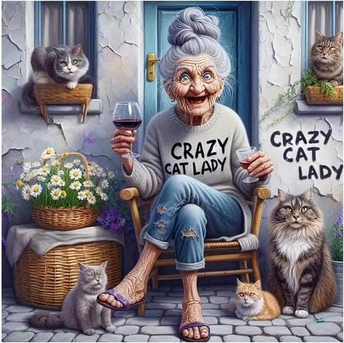 مجموعة AMORARS Old Lady Diamond الفنية للبالغين - مجموعة طلاء ألماس 5D للمبتدئين - هدايا تزيين المنزل بنقاط ألماس كاملة وأحجار كريمة مستديرة، 30.48 × 30.48 سم in Kuwait