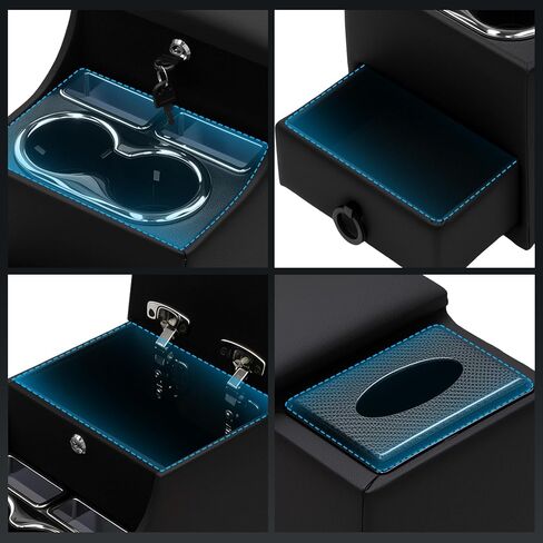 Center Console Between Seat Organizer for Minivans, SUVs, with Phone Holder & Cup Holders for Minivan &SUVs, Middle Van Floor Console Organizer Storage Box- Black in Saudi Arabia