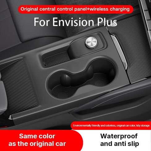 for Buick Envision Plus 2025 Accessories Interior Center Console Cover Silicone Protective Pad Gear Shift Panel Cup Holder Protective Sleeve Tray Wireless Charging, Black in Saudi Arabia