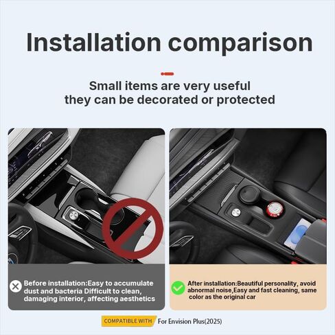 for Buick Envision Plus 2025 Accessories Interior Center Console Cover Silicone Protective Pad Gear Shift Panel Cup Holder Protective Sleeve Tray Wireless Charging, Black in Saudi Arabia