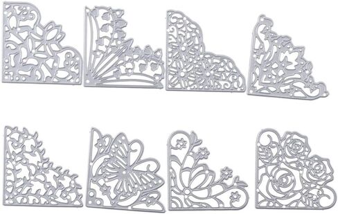 8 قطعة زاوية الزهور المعدنية يموت التخفيضات ، 2 بوصة النقش قالب قالب Stencil لصنع بطاقة القصاصات ، ديكور الألبوم DIY in Kuwait