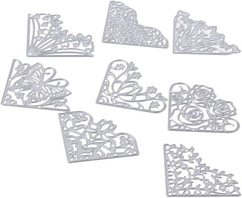 8 قطعة زاوية الزهور المعدنية يموت التخفيضات ، 2 بوصة النقش قالب قالب Stencil لصنع بطاقة القصاصات ، ديكور الألبوم DIY in Kuwait