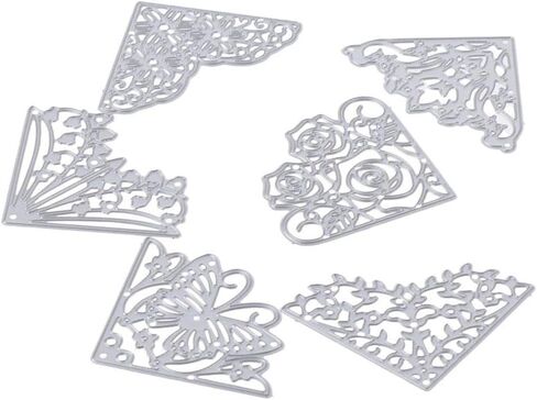 8 قطعة زاوية الزهور المعدنية يموت التخفيضات ، 2 بوصة النقش قالب قالب Stencil لصنع بطاقة القصاصات ، ديكور الألبوم DIY in Kuwait