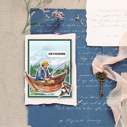 GLOBLELAND Go Fishing واضح طوابع رجل الأسماك إطار مصباح قطع يموت مجموعة سيليكون شفاف ختم معدني قطع يموت لصنع بطاقة و DIY النقش سكرابوكينغ الحرفية ديكور in Kuwait