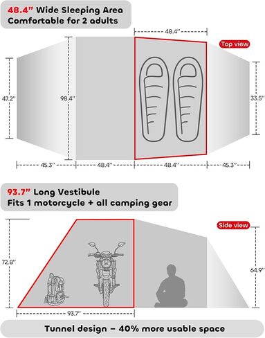 2 Person Camping Tent Motorcycle Tent Waterproof Family Tents Motorcycle Storage Shelter for for Backpacking Hiking in Kuwait