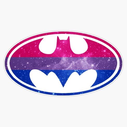Bisexual Pride Flag Batman Logo Colorful Galaxy Space Design - 5" Magnetic Bumper Sticker Car Magnet in Saudi Arabia