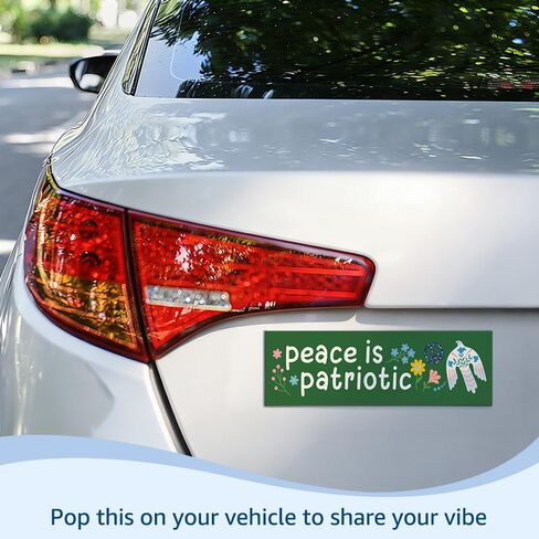 Peace is Patriotic Car Bumper Magnet, Floral Not War Sticker or Magnet, Liberal Peaceful Magnets for Bumper Locker Fridge, Funny Peace Dove Car Accessories for Pacifist Patriots Activist in Kuwait