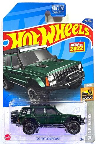 Hot Wheels - Jeeps Cherokee - '95 - Green - Baja Blazers 10/10 - Mint/NrMint Ships Bubble مغلفة في صندوق بحجم in Kuwait