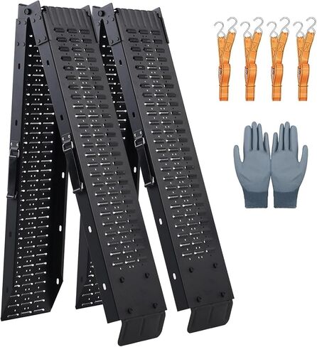 72.5" Heavy Duty Folding Loading Ramps with Sandblasted Finish, 1500lb Capacity, Ideal for Motorcycles, Lawn Mowers, ATVs, UTVs, and More – Pack of 2 with Safety Straps and Gloves in Saudi Arabia