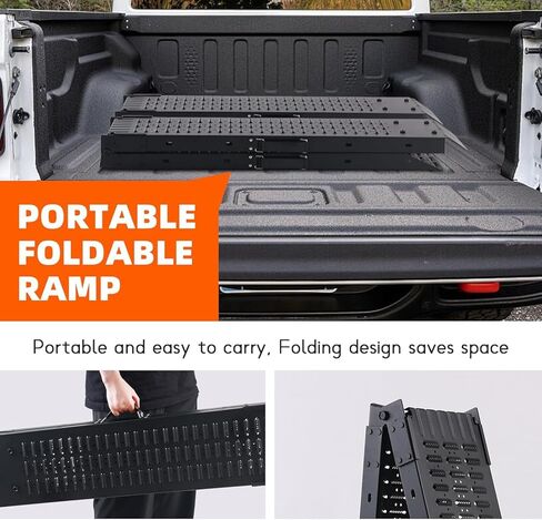 72.5" Heavy Duty Folding Loading Ramps with Sandblasted Finish, 1500lb Capacity, Ideal for Motorcycles, Lawn Mowers, ATVs, UTVs, and More – Pack of 2 with Safety Straps and Gloves in Saudi Arabia