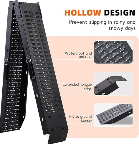 72.5" Heavy Duty Folding Loading Ramps with Sandblasted Finish, 1500lb Capacity, Ideal for Motorcycles, Lawn Mowers, ATVs, UTVs, and More – Pack of 2 with Safety Straps and Gloves in Saudi Arabia