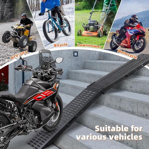 72.5" Heavy Duty Folding Loading Ramps with Sandblasted Finish, 1500lb Capacity, Ideal for Motorcycles, Lawn Mowers, ATVs, UTVs, and More – Pack of 2 with Safety Straps and Gloves in Saudi Arabia