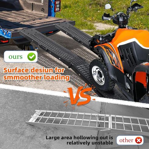 72.5" Heavy Duty Folding Loading Ramps with Sandblasted Finish, 1500lb Capacity, Ideal for Motorcycles, Lawn Mowers, ATVs, UTVs, and More – Pack of 2 with Safety Straps and Gloves in Saudi Arabia