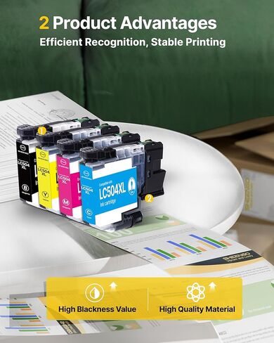 LC504 LC504XL Ink Cartridges MFC-J1365DW Replacement for Brother LC504 Ink Cartridges for Brother Printer LC 504 XL MFC-J1365DW MFC-J1367DW MFC-J1355DW Ink LC504 XL High Yield, 4 Pack (B/C/M/Y) in Saudi Arabia