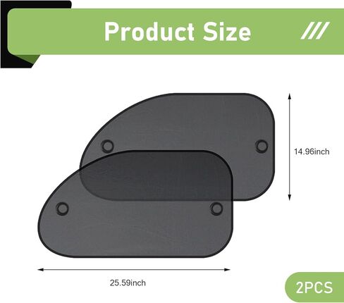 2 PCS Car Side Window Sun Shades, Mesh Sun Block Breathable Shade with Suction Cups, One-way Privacy Protection & Heat Reduction Visor, Memory Frame Foldable Cover for Most Cars (Black) in Saudi Arabia