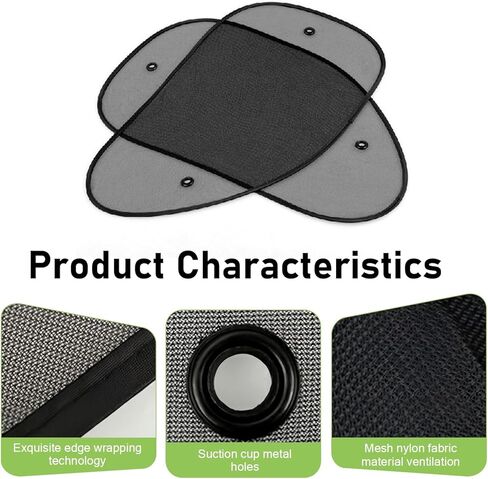 2 PCS Car Side Window Sun Shades, Mesh Sun Block Breathable Shade with Suction Cups, One-way Privacy Protection & Heat Reduction Visor, Memory Frame Foldable Cover for Most Cars (Black) in Saudi Arabia