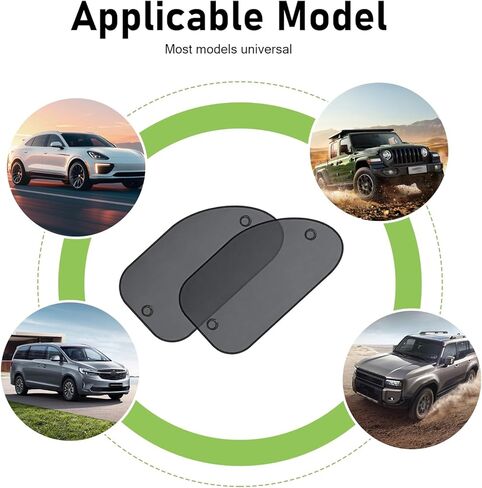 2 PCS Car Side Window Sun Shades, Mesh Sun Block Breathable Shade with Suction Cups, One-way Privacy Protection & Heat Reduction Visor, Memory Frame Foldable Cover for Most Cars (Black) in Saudi Arabia