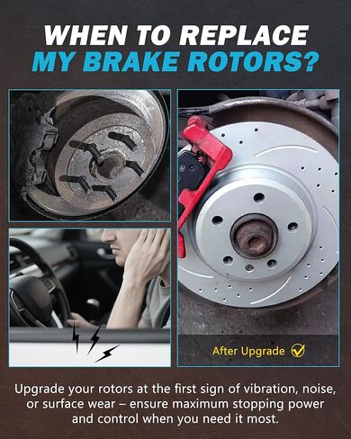Rear Brake Rotors for 2005 2006 2007 2008 2009 Buick Allure, 2005-2009 Lacrosse, 2011-2013 Chevy Impala, 2014-2016 Impala Limited, Pontiac Grand Prix Brakes Replacement [10.63" Rear Rotor] in Kuwait