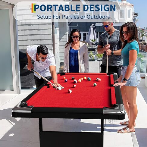 Foldable Pool Table for Adults, Full Size Portable Billiards Table with Accessories, Includes Balls, 2 Cues, Chalk, Brush, Indoor Outdoor Use, Blue Felt Top in Saudi Arabia