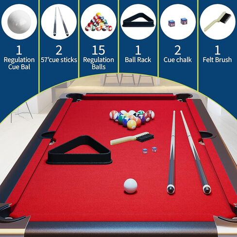 Foldable Pool Table for Adults, Full Size Portable Billiards Table with Accessories, Includes Balls, 2 Cues, Chalk, Brush, Indoor Outdoor Use, Blue Felt Top in Saudi Arabia