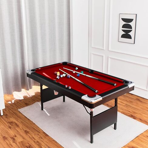 Foldable Pool Table for Adults, Full Size Portable Billiards Table with Accessories, Includes Balls, 2 Cues, Chalk, Brush, Indoor Outdoor Use, Blue Felt Top in Saudi Arabia
