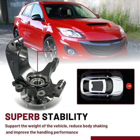BBM2-33-021C Passenger Side Front Steering Knuckle Compatible with 2010 2011 2012 2013 Mazda 3 Replace# 686-380 BBM2-33-021 BBM233021 in Saudi Arabia