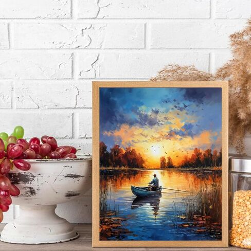 VNUIEHG Paint by Number for Stress Relief, Fisherman and His Fishing Boat, Easy Paint by Number Kit for Adults, 40x50cm, Without Frame in Saudi Arabia