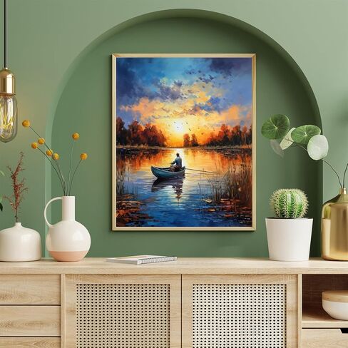 VNUIEHG Paint by Number for Stress Relief, Fisherman and His Fishing Boat, Easy Paint by Number Kit for Adults, 40x50cm, Without Frame in Saudi Arabia