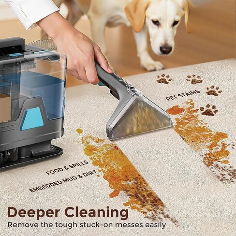 DEVOAC C8 Portable Carpet Upholstery Spot Cleaner Machine with Versatile Tools, Self-Cleaning, Powerful Suction, Pet Stain Remover, Car and Auto Detailer (Cyan) in Saudi Arabia