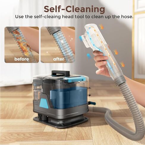 DEVOAC C8 Portable Carpet Upholstery Spot Cleaner Machine with Versatile Tools, Self-Cleaning, Powerful Suction, Pet Stain Remover, Car and Auto Detailer (Cyan) in Saudi Arabia