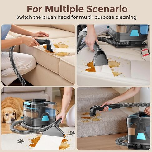 DEVOAC C8 Portable Carpet Upholstery Spot Cleaner Machine with Versatile Tools, Self-Cleaning, Powerful Suction, Pet Stain Remover, Car and Auto Detailer (Cyan) in Saudi Arabia