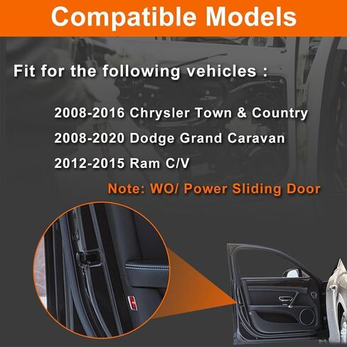 مشغل قفل الباب المنزلق الخلفي الأيسر للسائق متوافق مع 2008-2020 Grand Caravan، 2008-2016 Town & Country، 2012-2015 Ram C/V بدون طاقة in Kuwait