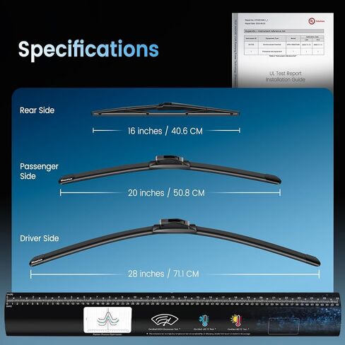 Pack of 3 Wiper Blades 28"+20"+16"; Lab Tested 500K Endurance & High/Low Temp; Optimized Pressure; Specific for Toyota Sienna 2011-2020 in Saudi Arabia