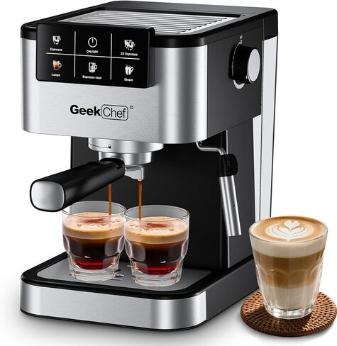 Geek Chef Espresso Machine, 20 Bar Coffee Machine, Fast Heating Automatic, Latte & Cappuccino Maker in Saudi Arabia