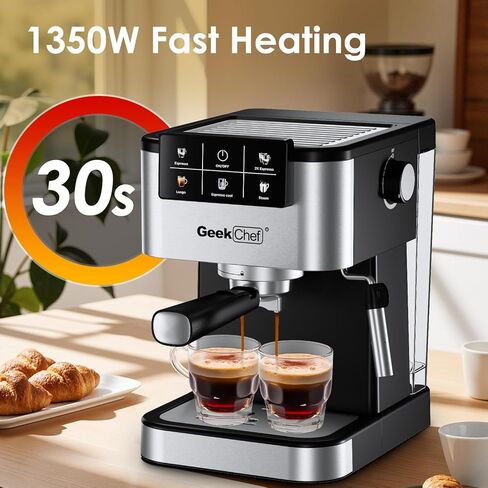 Geek Chef Espresso Machine, 20 Bar Coffee Machine, Fast Heating Automatic, Latte & Cappuccino Maker in Saudi Arabia