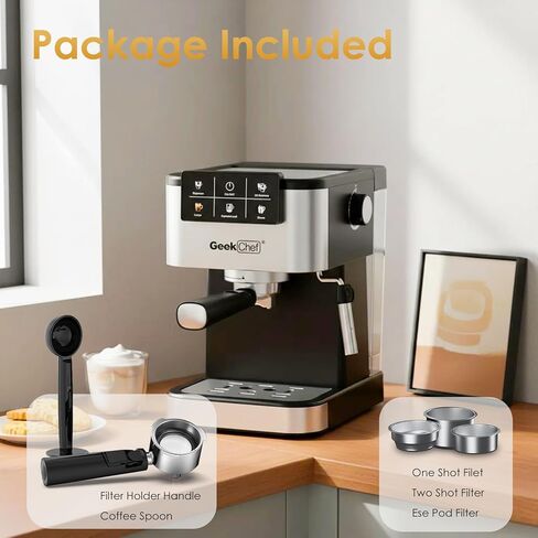 Geek Chef Espresso Machine, 20 Bar Coffee Machine, Fast Heating Automatic, Latte & Cappuccino Maker in Saudi Arabia