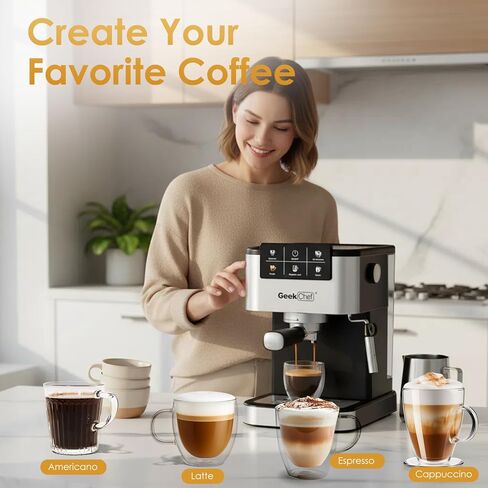 Geek Chef Espresso Machine, 20 Bar Coffee Machine, Fast Heating Automatic, Latte & Cappuccino Maker in Saudi Arabia